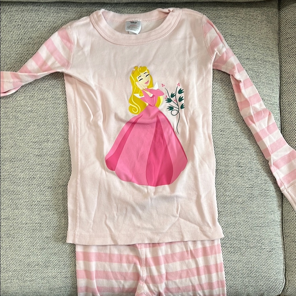 Pink Striped Kids Pajamas with Princess Design